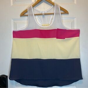 Ambiance Apparel Sz 2X Striped Racer Back Sheer Tank A-line Colorblock Top